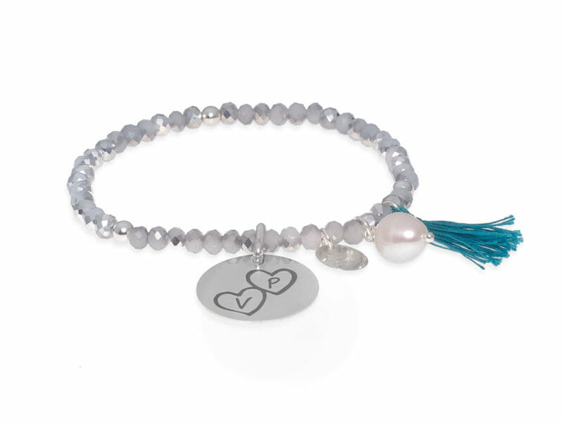 crea little p 1 800x600 - Bijou personnalisé , Bracelet Little passion en boule de cristal avec une perle naturelle et pompon