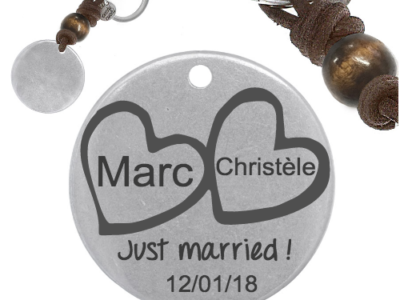 just married 400x300 - Cadeaux personnalisés : Porte-clés cuir just married